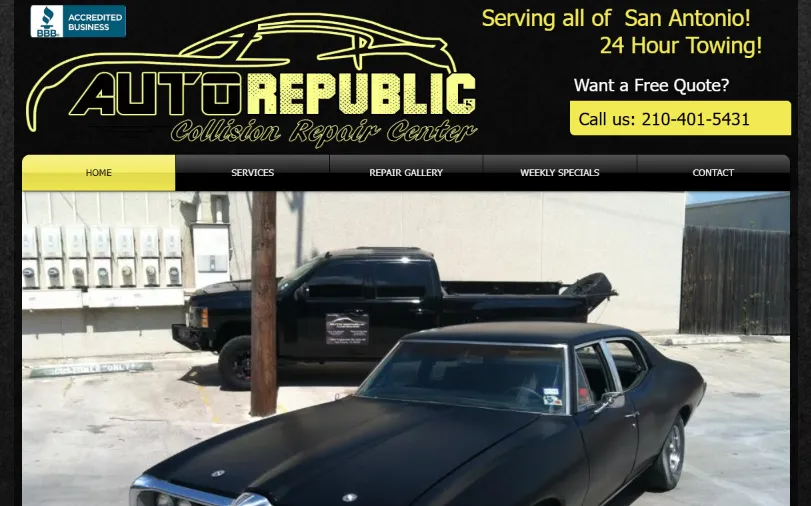 Homepage of the Auto Republic website