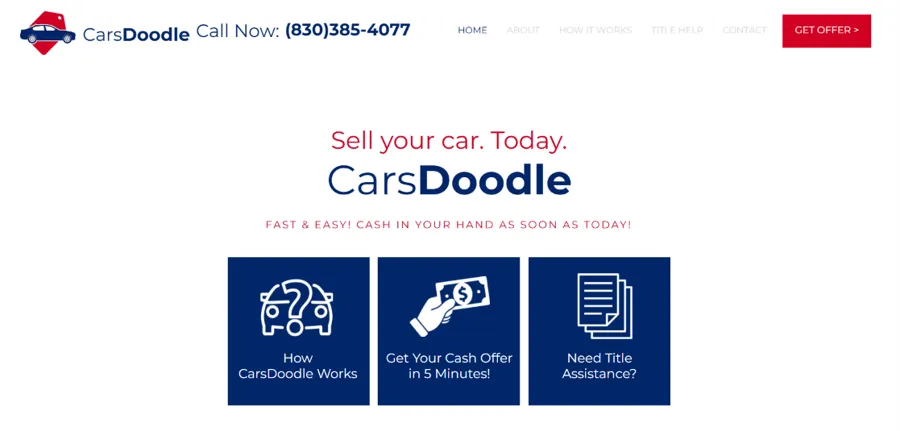Homepage of the CarsDoodle website