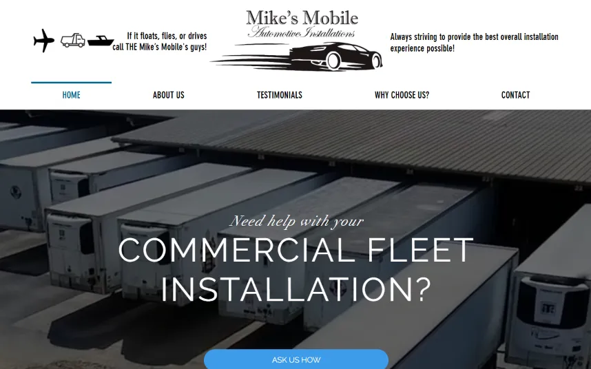 Homepage of the Mike's Mobile Installations website