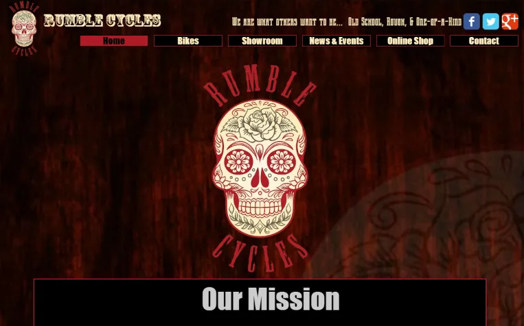 Homepage of the Rumble Cycles website