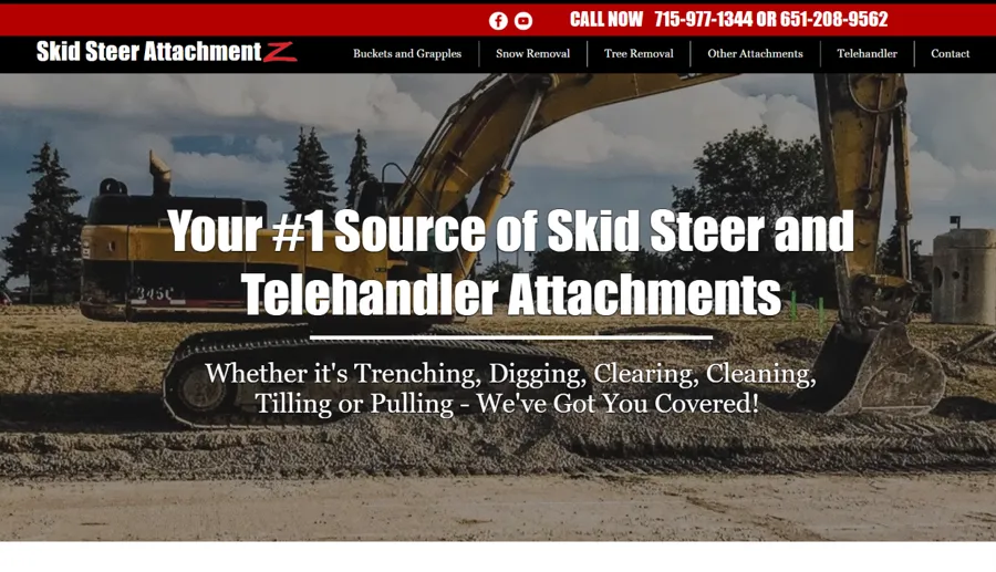 Homepage of the Skid Steer Attachmentz website