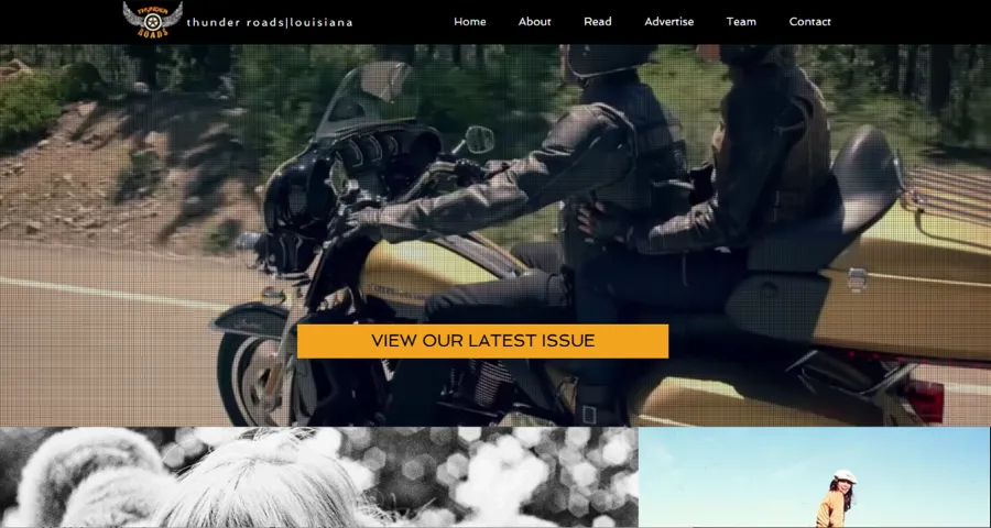 Homepage of the Thunder Roads Louisiana website